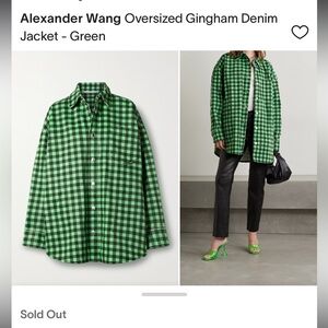 Alexander Wang oversized Green Checkered Denim Jacket size xs VERY OVERSIZED